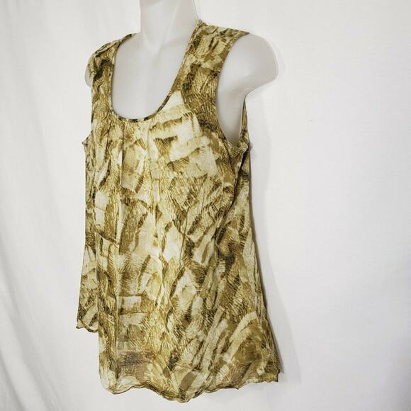 Coldwater Creek Womens Tank Top Size Small 6-8 Tan Olive Green Abstract Print - Picture 4 of 8
